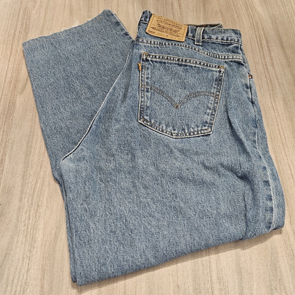 VTG 90's Orange Tab Levis 560 Jeans Mens 34x27‎ Light Wash Loose Fit Tapered